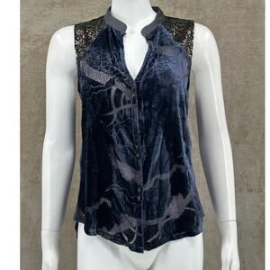 Tiny Anthropologie Top Womens Medium Petite Navy Velvet Ileana Tank‎ Whimsigoth